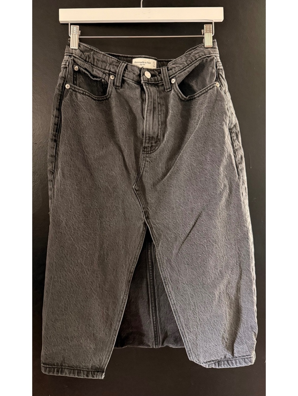 Abercrombie & Fitch Black Denim High Rise Midi Maxi Skirt Size 27